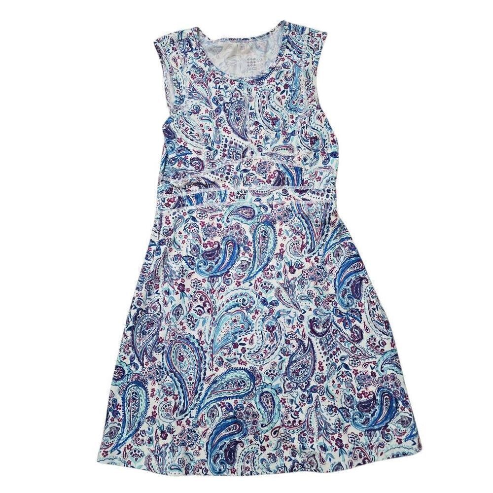 Title Nine A-Line‎ Dress Women's Small Blue Paisley Knee Length Formal Stretch